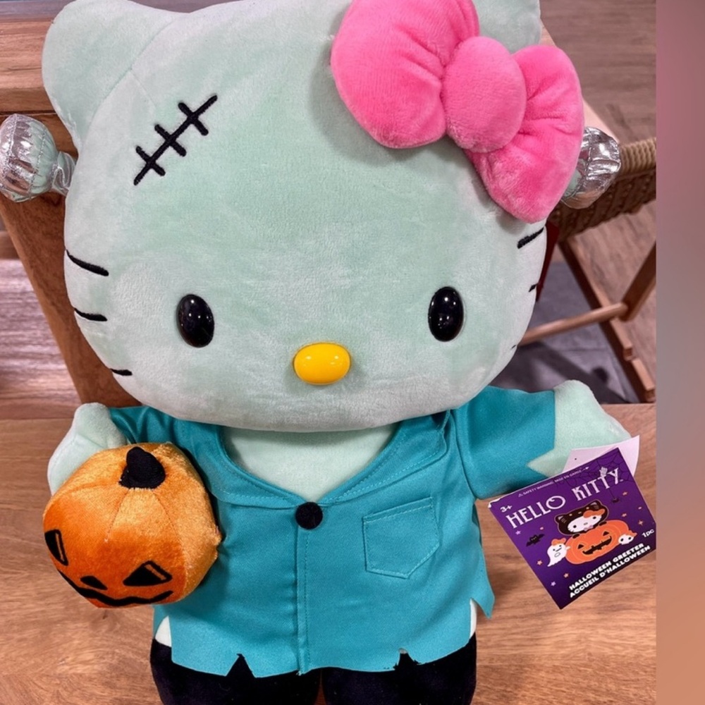 Sanrio Hello Kitty Greeter Halloween Frankenstein Jack o’lantern 19” NWT
